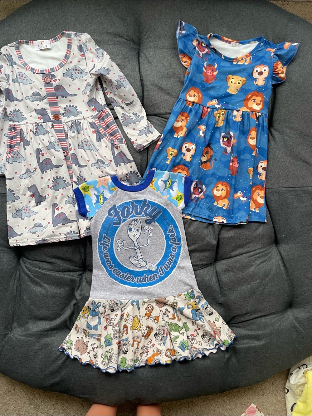 Blue Lion Print Flutter Sleeve Kids Dress